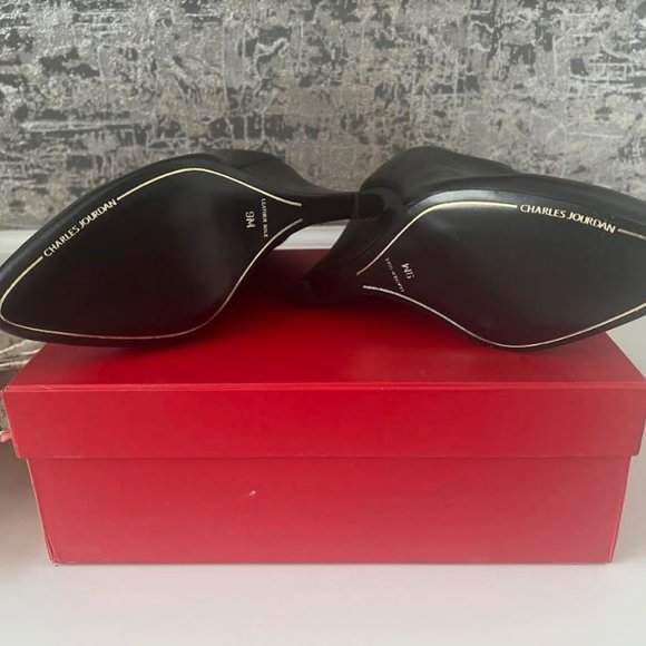 *NIB* CHARLES JOURDAN BLACK LEATHER SLIDE ON WEDGE BOOTS_sz 9 - Picture 5 of 5